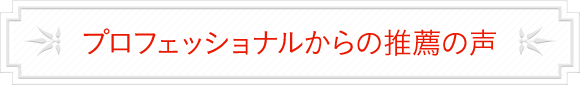 プロフェッショナルからの推薦の声
