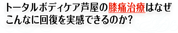 トータルボディケア芦屋の膝痛治療はなぜこんなに回復を実感できるのか?